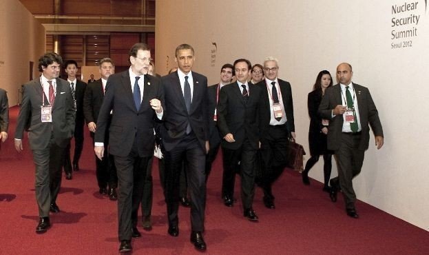 Rajoy junto a Obama durante la visita a Washington.
