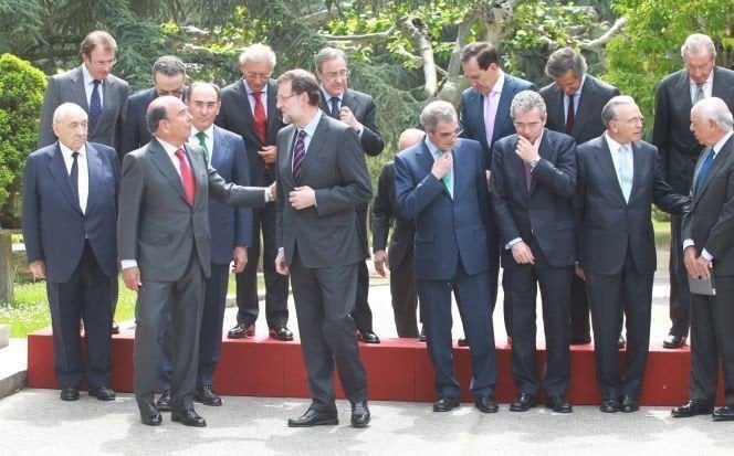 Rajoy con los grandes empresarios en La Moncloa.