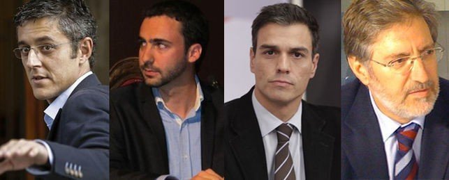 Los candidatos a liderar el PSOE: Madina, Alberto Sotillos, Pedro Sánchez y Pérez Tapias.