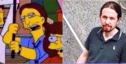 Pablo Iglesias caracterizado como Los Simpsons.