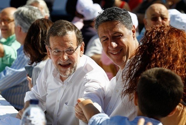 Mariano Rajoy junto a Xavier García Albiol en un acto de la campaña electoral catalana. 