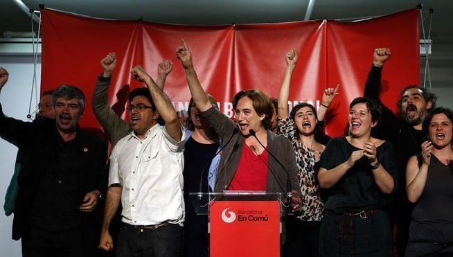 Ada Colau celebra su triunfo electoral en las municipales.