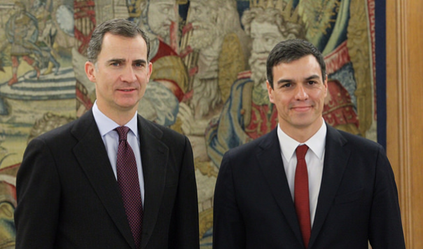 Pedro Sánchez, en su recepción de ayer con Felipe VI.