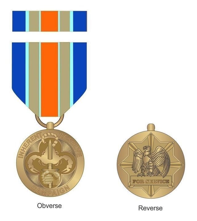 Medalla estadounidense para la operación 'Inherent Resolve'.