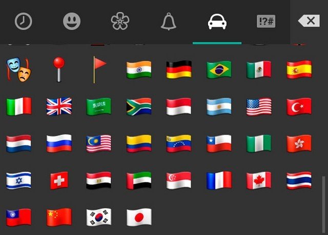 Iconos de banderas en WhatsApp.