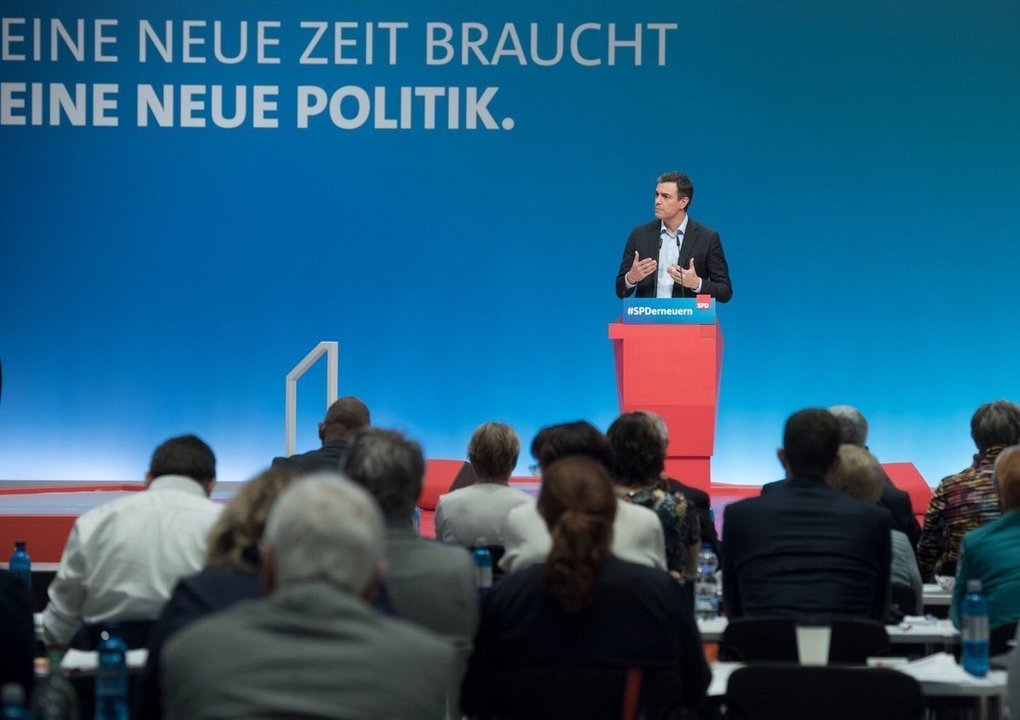 Pedro Sánchez, en un acto del SPD en Alemania.