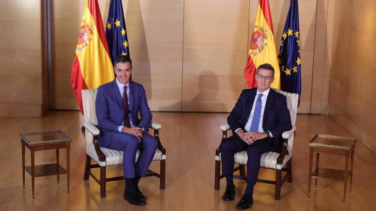 Sánchez y Feijóo en su reunión en el Congreso el pasado 31 de agosto.