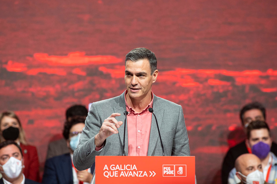 El secretario general del PSOE y presidente del Gobierno, Pedro Sánchez, interviene en la primera jornada del 14º Congreso del PSdeG.