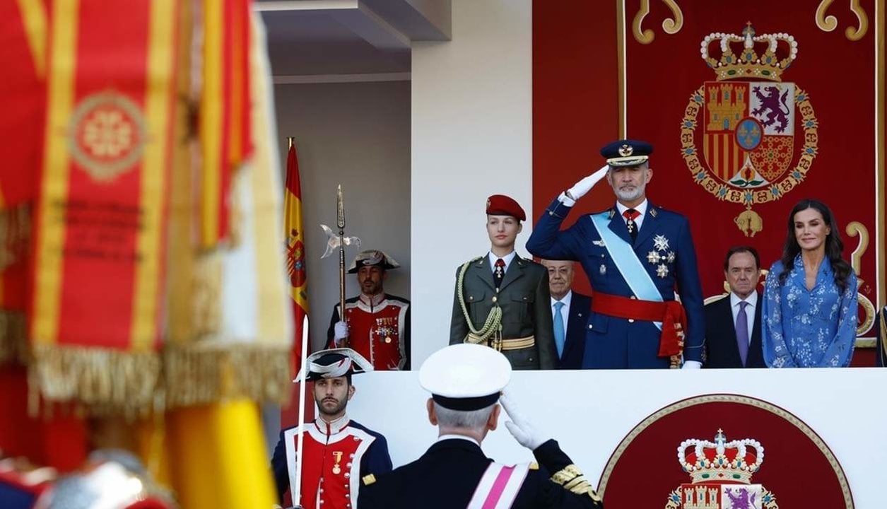 Los reyes y la princesa de Asturias, en el desfile del 12 de octubre (Foto:  Casa de S.M. el Rey).