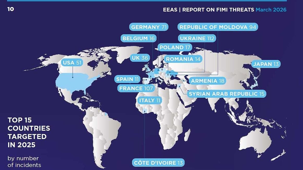 Mapa del informe sobre manipulaci&oacute;n informativa extranjera.