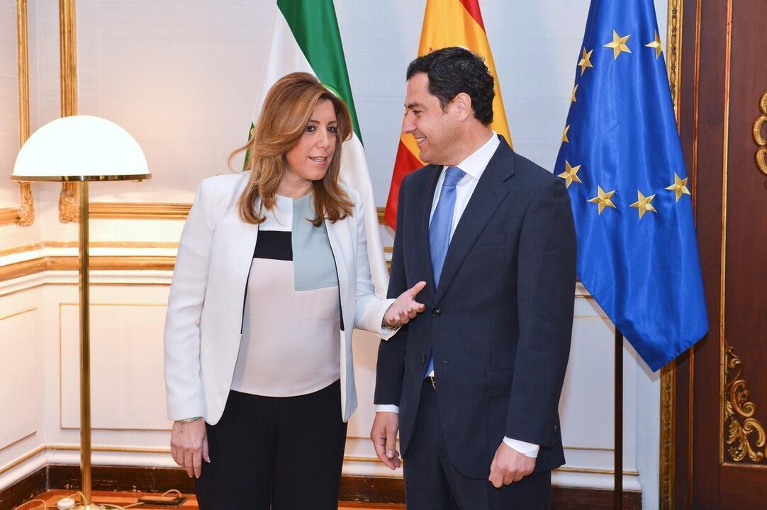 Susana D&iacute;az recibe a Juanma Moreno (PP) tras las elecciones andaluzas del 22 de marzo.