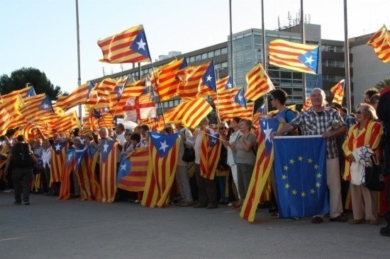Independentistas catalanes durante un acto reivindicativo