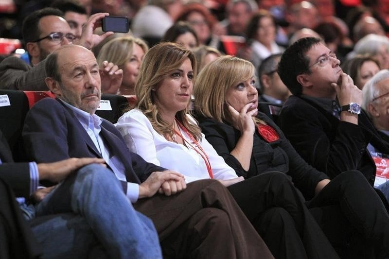 Rubalcaba, Susana Díaz, Valenciano y Óscar López en la Conferencia Política del PSOE.