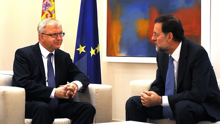 Olli Rehn y Mariano Rajoy, durante su última reunión en La Moncloa.