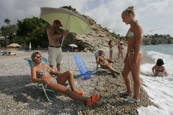 Turistas rusas en la playa.
