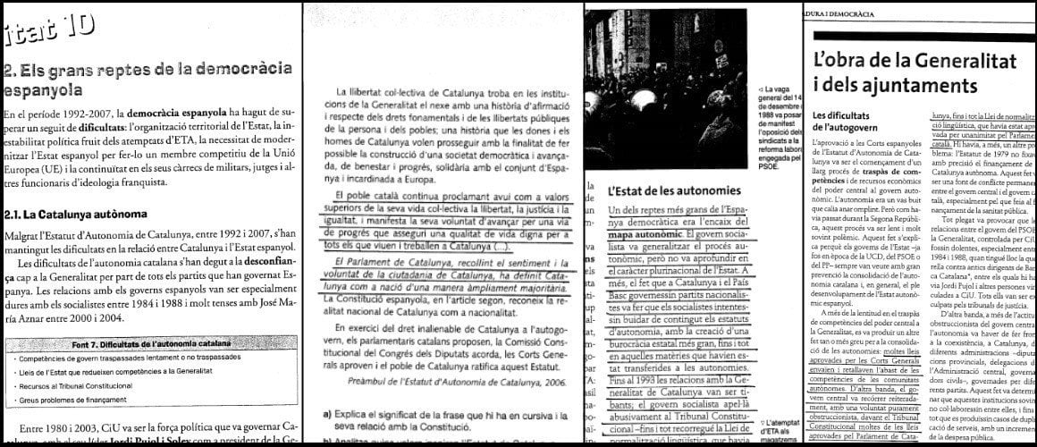 Libros de texto de Cataluña que usará el PP para defender la 'Ley Wert'.