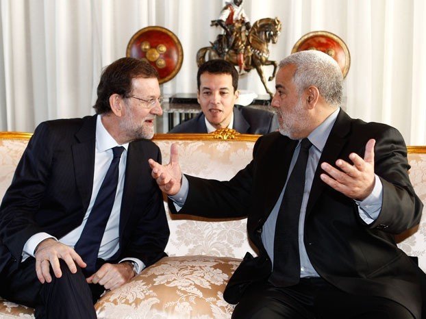 Mariano Rajoy con el presidente de Marruecos, Abdelilah Benkirane.