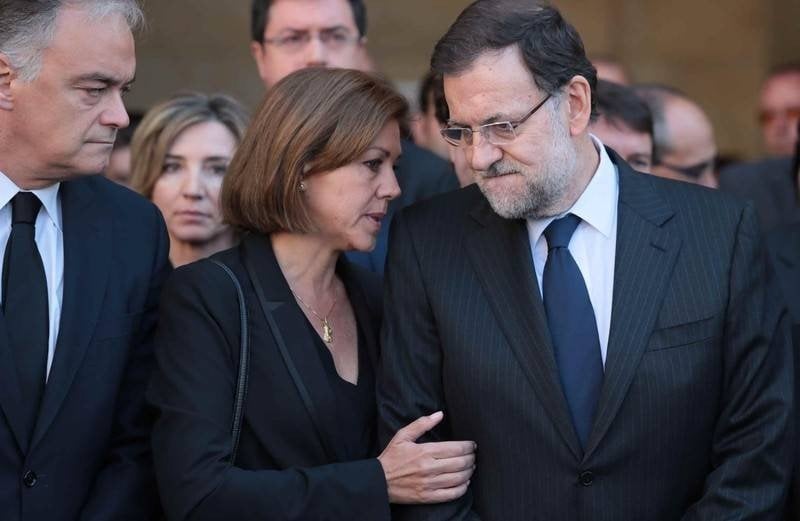 Rajoy y Cospedal en el funeral de Isabel Carrasco.