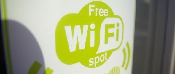 Cartel de zona Wi-Fi gratis.