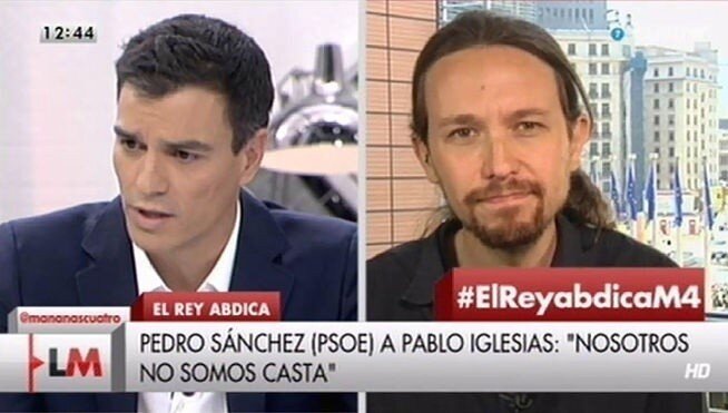 Cara a cara entre S&aacute;nchez e Iglesias en Las Ma&ntilde;anas de Cuatro.