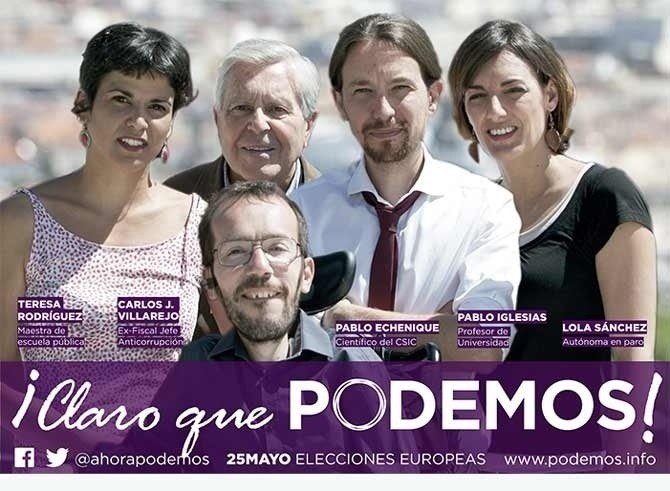 Los cinco eurodiputados electos de Podemos.