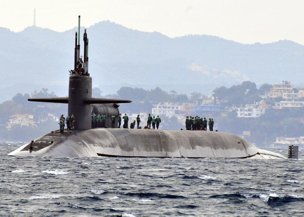 Submarino nuclear de Estados Unidos USS &#39;Florida&#39; durante una visita a Gibraltar.