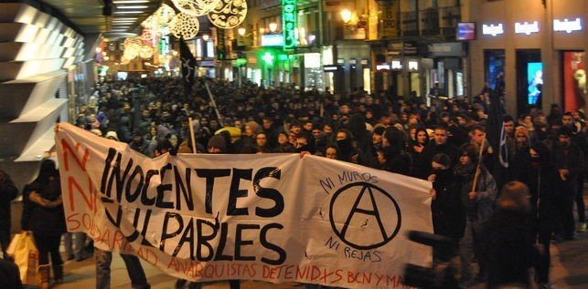 Manifestación de anarquistas en Madrid.