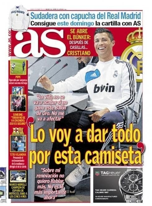 Portada del diario As de 2012.
