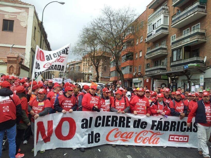 Manifestación de los trabajadores de Coca-Cola.