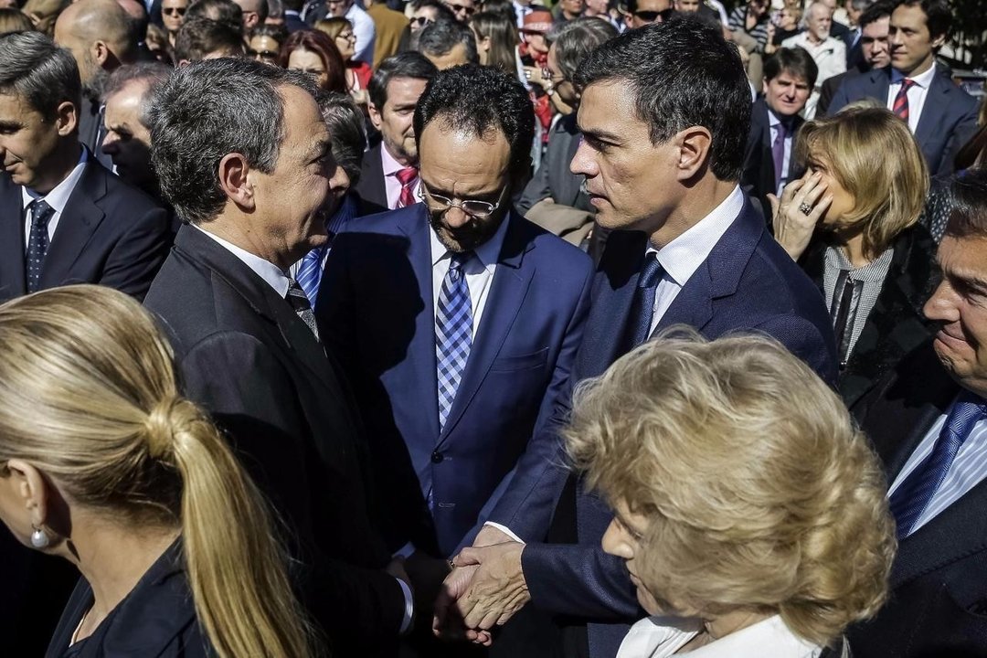 Zapatero y Pedro Sánchez en los actos de aniversario del 11-M.