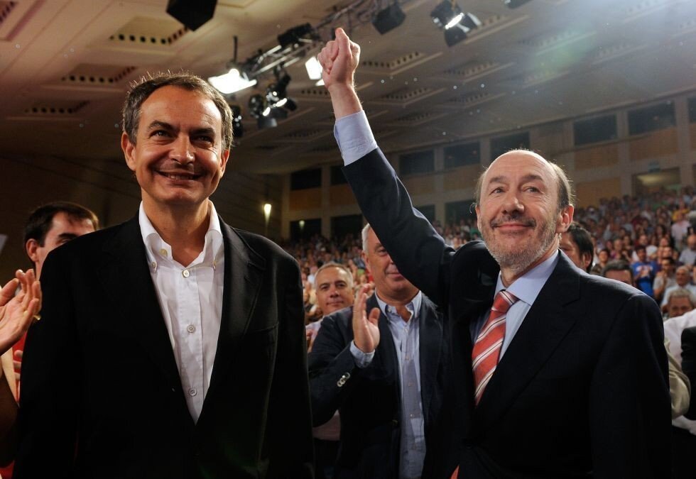 Jos&eacute; Luis Rodr&iacute;guez Zapatero y Alfredo P&eacute;rez Rubalcaba.