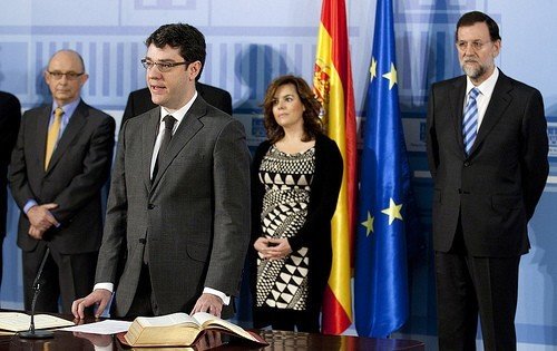 Álvaro Nadal, con Montoro, Sáenz de Santamaría y Rajoy.