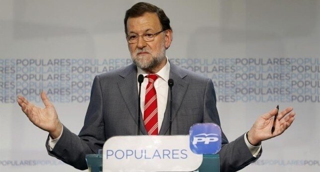 Mariano Rajoy en la sede del PP.