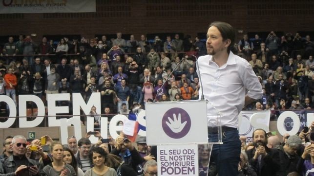 Pablo Iglesias, en un acto de Podemos en Cataluña.