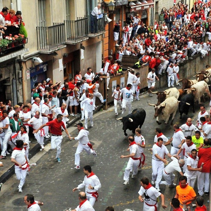 Encierro de San Fermín en Pamplona.