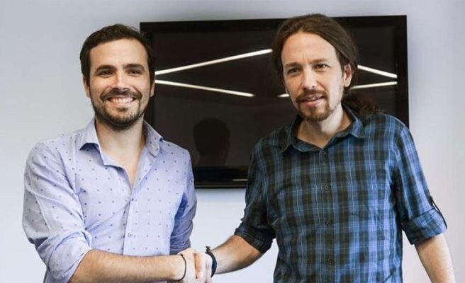 Alberto Garz&oacute;n y Pablo Iglesias.