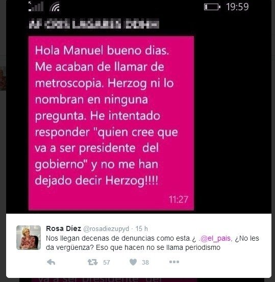 Tweet de Rosa Díez.