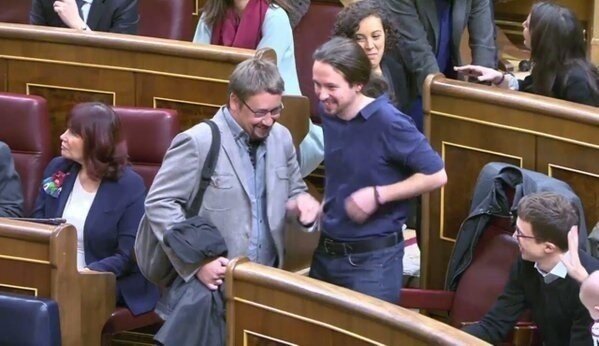 Pablo Iglesias y Xavier Dom&eacute;nech, de Podemos.