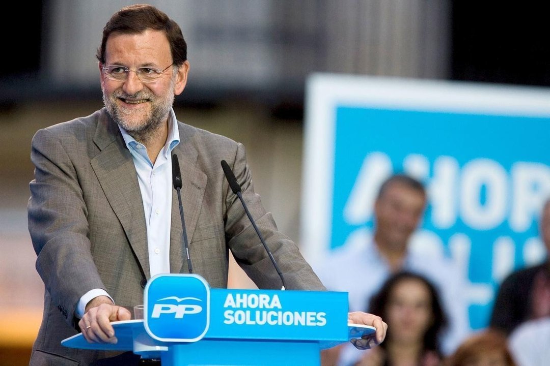 Mariano Rajoy en un mitín del Partido Popular. 