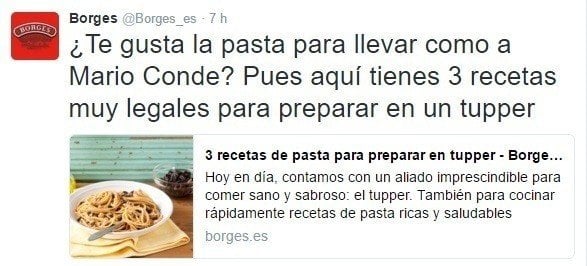 Captura del tuit de Borges sobre Mario Conde.