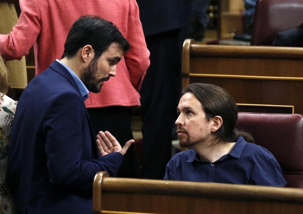 Alberto Garzón y Pablo Iglesias (Foto: Sergio Barrenechea).