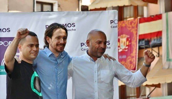 David Llorente, Pablo Iglesias y José García Molina.