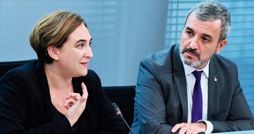 Ada Colau y el cabeza de lista del PSC Jaume Collboni.