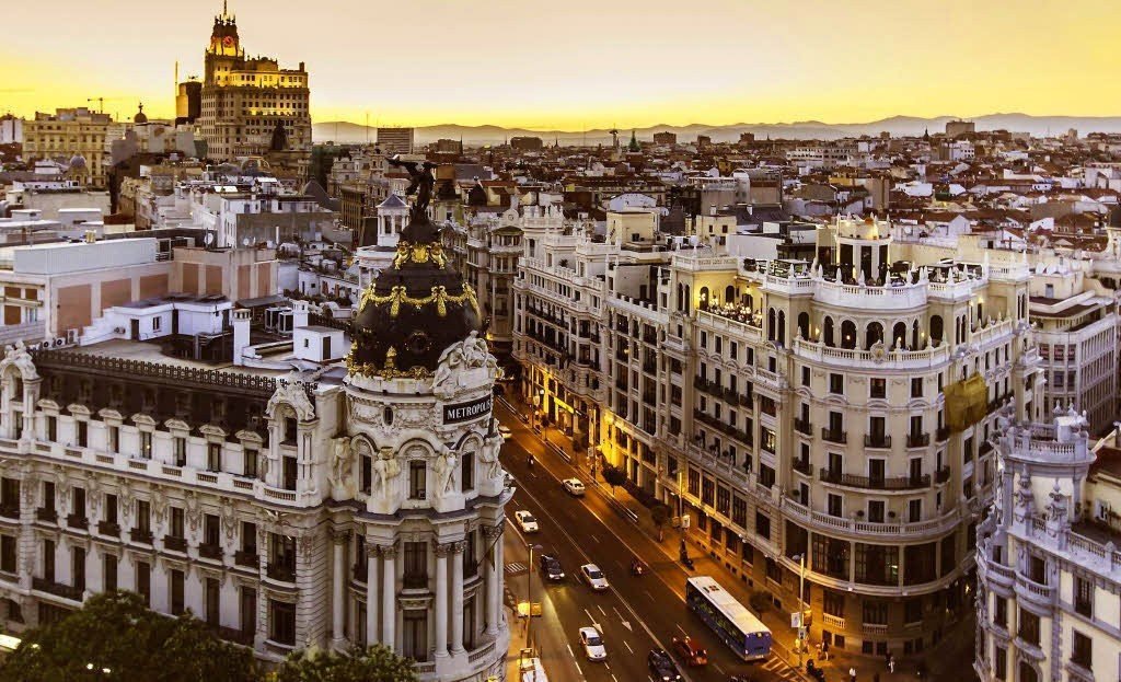 Vista aérea de la Gran Vía de Madrid.
