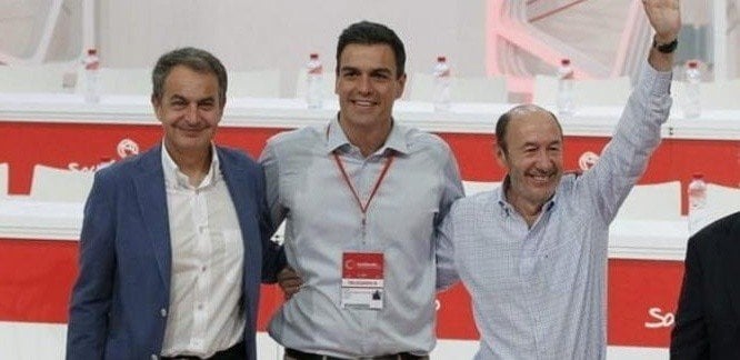 Zapatero, Pedro Sánchez y Rubalcaba.