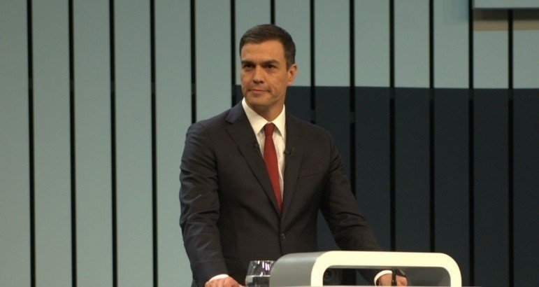 Pedro Sánchez, en el debate a cuatro en 2016.