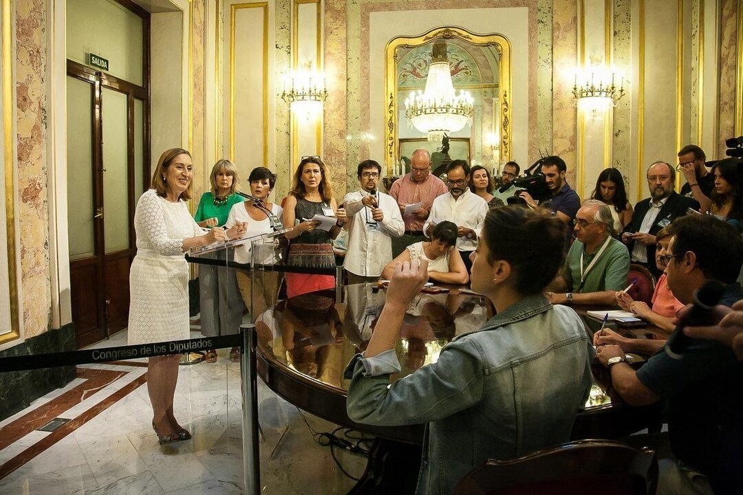 Ana Pastor en el Congreso, tras entrevistarse con el Rey.