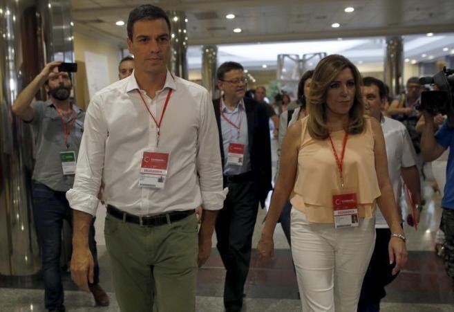 Pedro S&aacute;nchez y Susana D&iacute;az en el &uacute;ltimo congreso del PSOE.