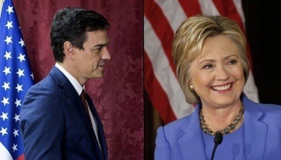 Pedro Sánchez y Hillary Clinton.