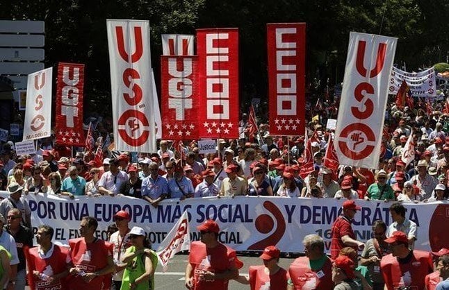 Manifestación organizada por los principales sindicatos.